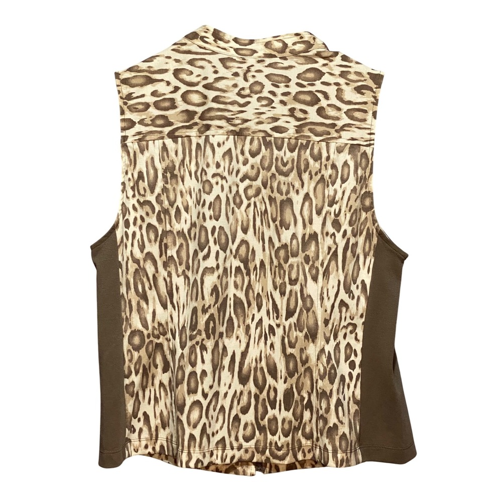 Chicos Leopard Print Zip Front Vest Women Size 2 (US size 12) Sleeveless Collar - Picture 2 of 6